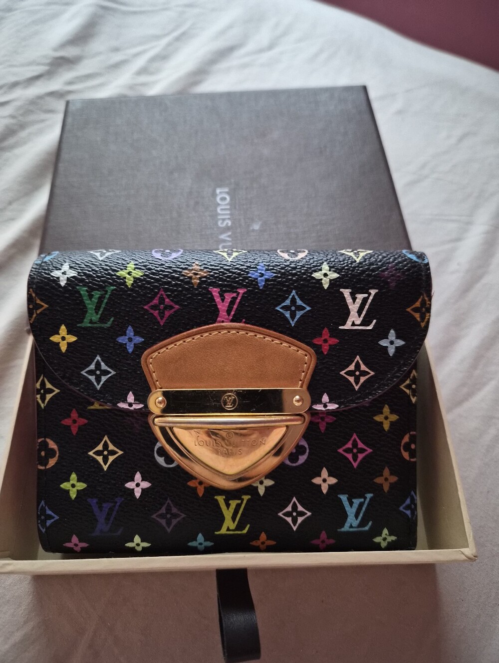 Louis Vuitton Black Monogram Multicolor Joey Wallet